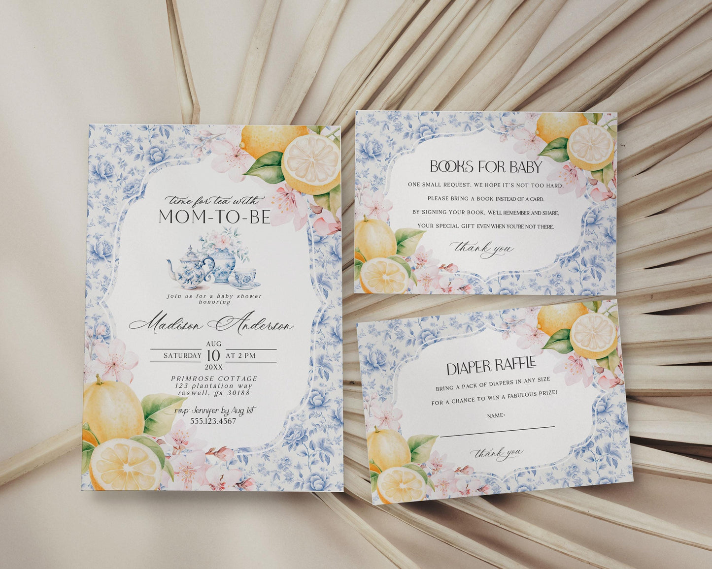 Blue Chinoiserie Tea Baby Shower Invitation Printable Template, High Tea Party Baby Brunch Sprinkle, Blue Willow Toile English Garden Party