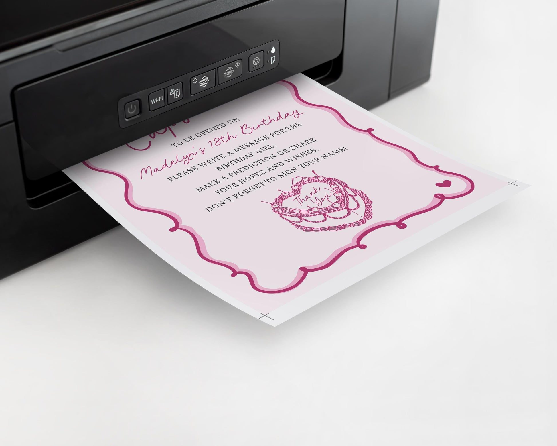 Pink Coquette Heart Cake Time Capsule Printable Template, Retro Cherry Sweet French Theme Vintage Birthday Party Decor WP1008