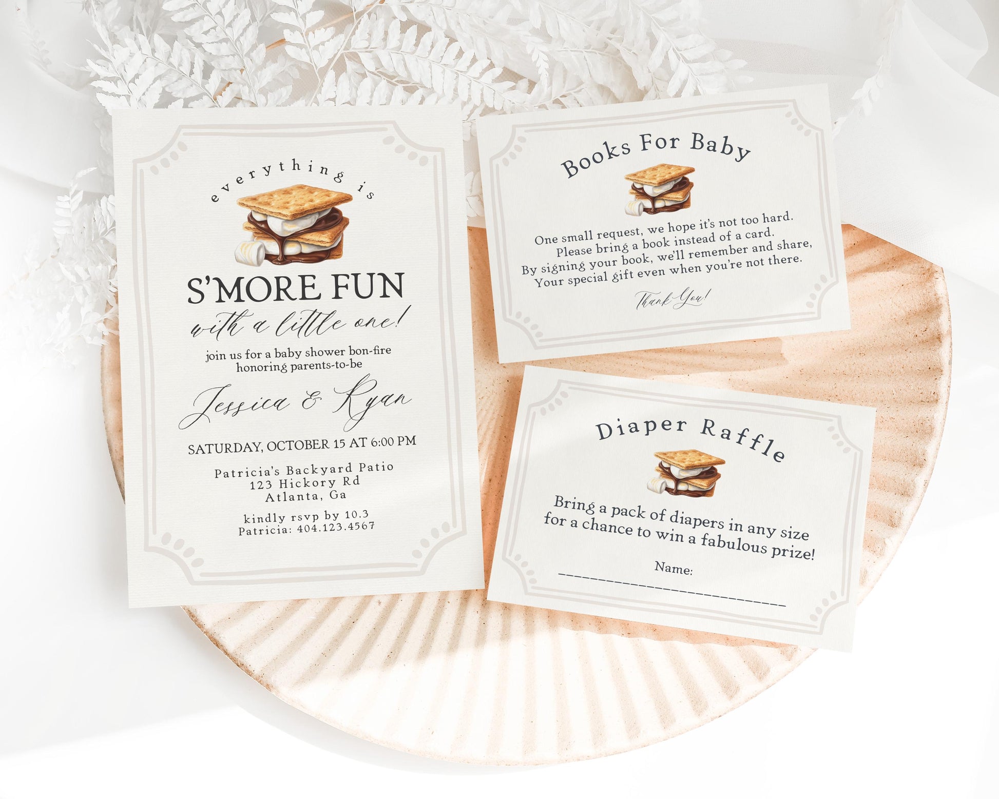 S'more Fall Bonfire Baby Shower Bundle Printable Template, Smore to Love Baby Sprinkle for Gender Neutral Backyard Baby Shower WP1012