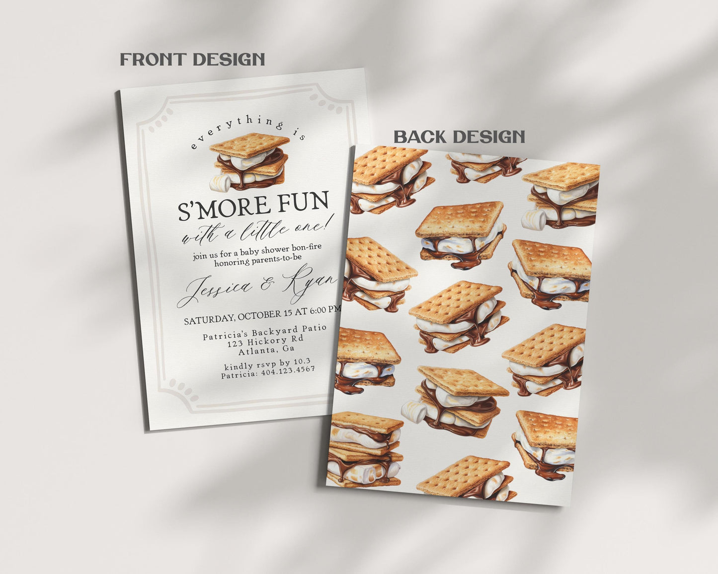 S'more Fall Bonfire Baby Shower Invitation Printable Template, Smore to Love Baby Sprinkle for Gender Neutral Backyard Baby Shower WP1012