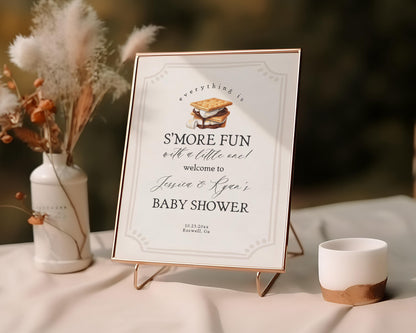 S'more Fall Bonfire Baby Shower Welcome Sign Printable Template, Smore to Love Baby Sprinkle for Gender Neutral Backyard Baby Shower WP1012