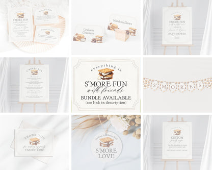 S'more Fall Bonfire Baby Shower Welcome Sign Printable Template, Smore to Love Baby Sprinkle for Gender Neutral Backyard Baby Shower WP1012