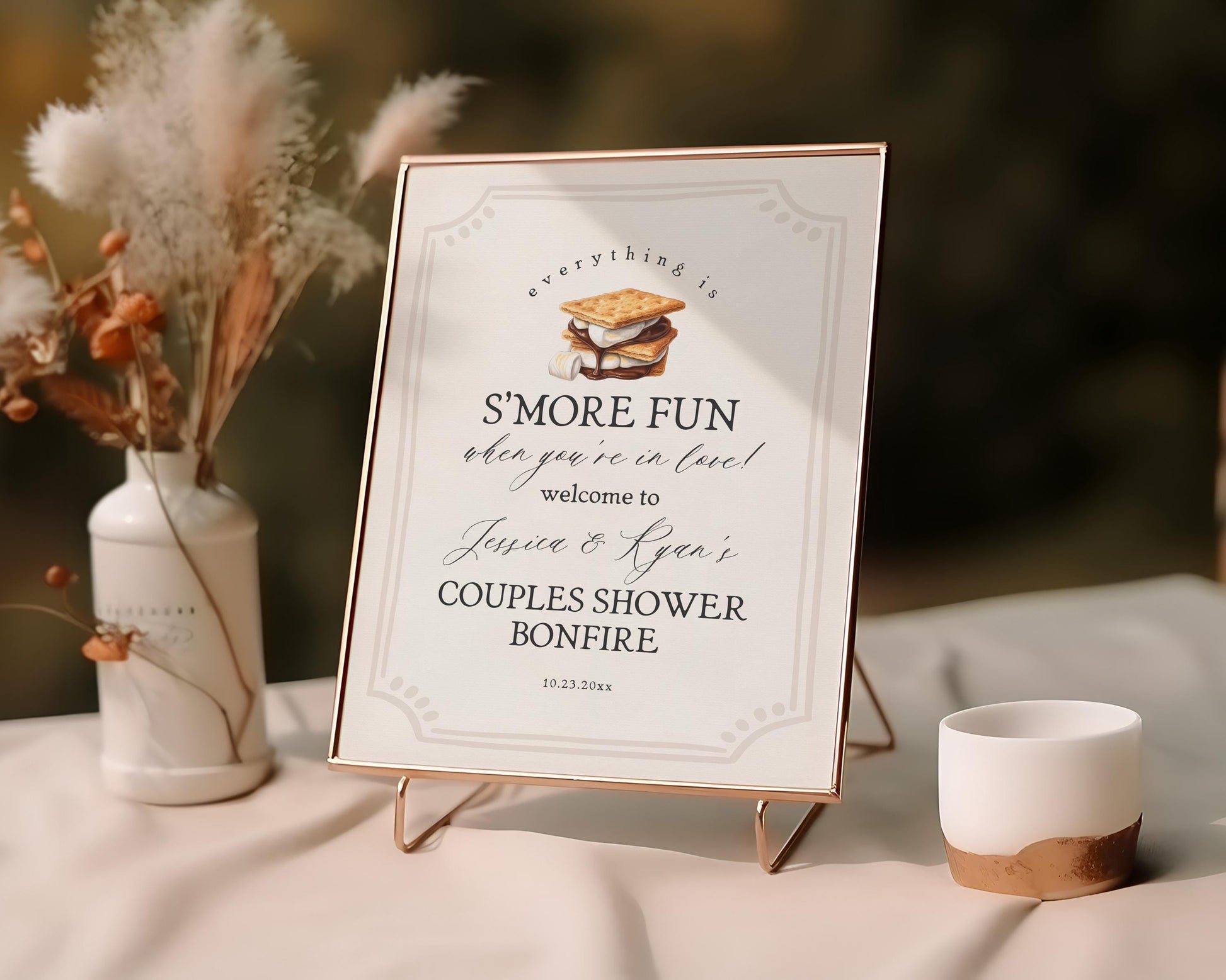 S'more Fall Bonfire Bridal Shower Welcome Sign Printable Template, Smore to Love Couples Shower Backyard Bridal Shower Firepit Bloom WP1012