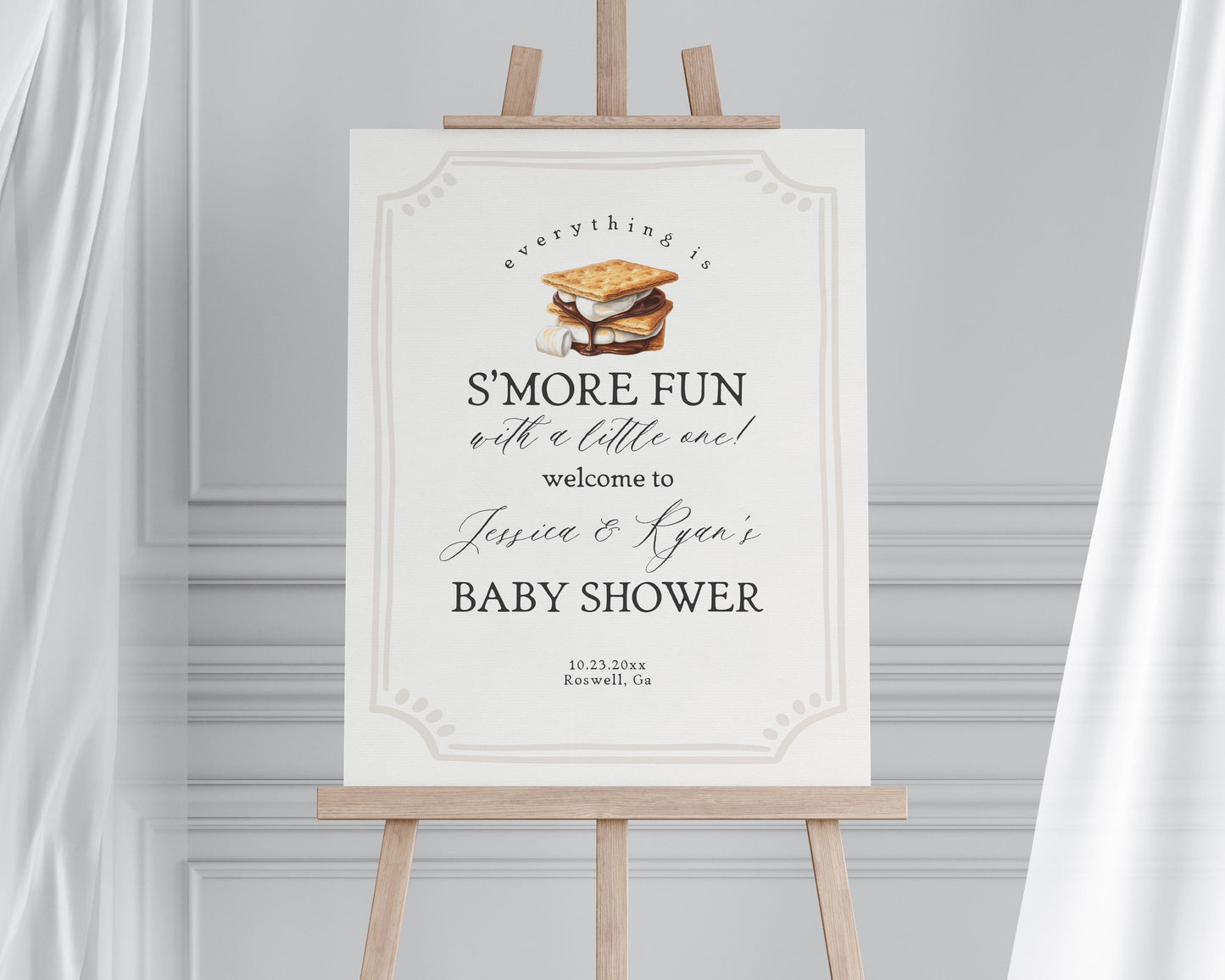 S'more Fall Bonfire Baby Shower Welcome Sign Printable Template, Smore to Love Baby Sprinkle for Gender Neutral Backyard Baby Shower WP1012