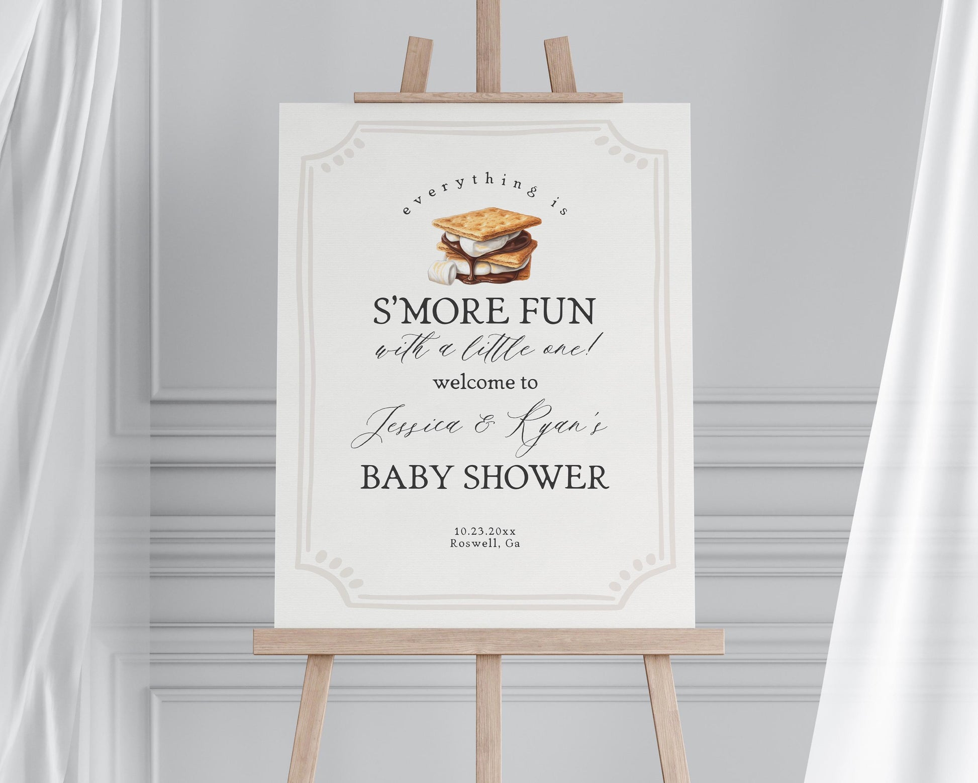 S'more Fall Bonfire Baby Shower Welcome Sign Printable Template, Smore to Love Baby Sprinkle for Gender Neutral Backyard Baby Shower WP1012