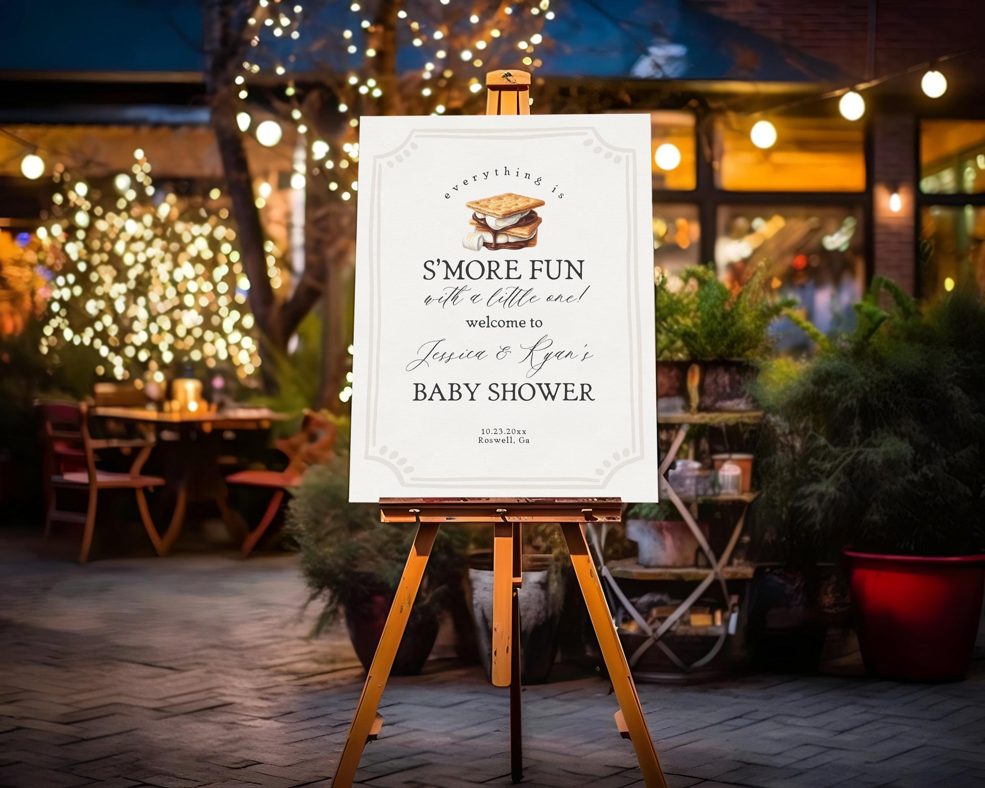 S'more Fall Bonfire Baby Shower Welcome Sign Printable Template, Smore to Love Baby Sprinkle for Gender Neutral Backyard Baby Shower WP1012