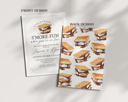 S'more Fall Bonfire Bridal Shower Invitation Printable Template, Smore to Love Couple Shower for Backyard Bridal Shower Firepit Bloom WP1012