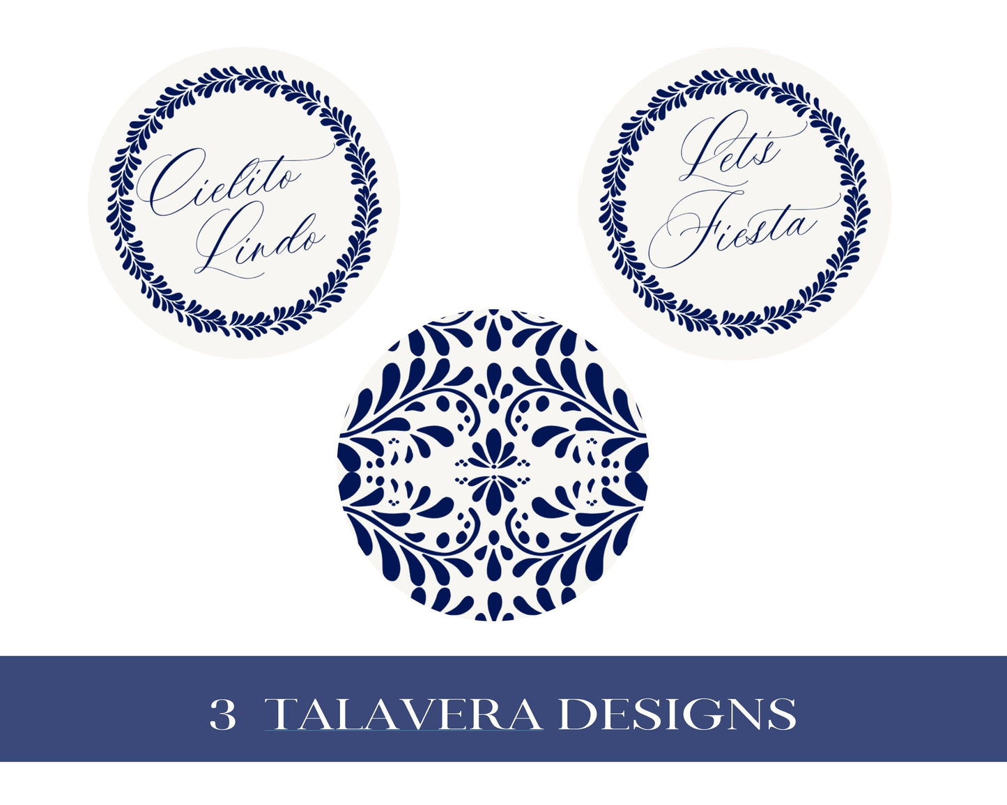 Blue Talavera Cupcake Toppers Printable Template, Spanish Tile Bridal Shower Decor, Mexican Baby Shower Fiesta WP1018