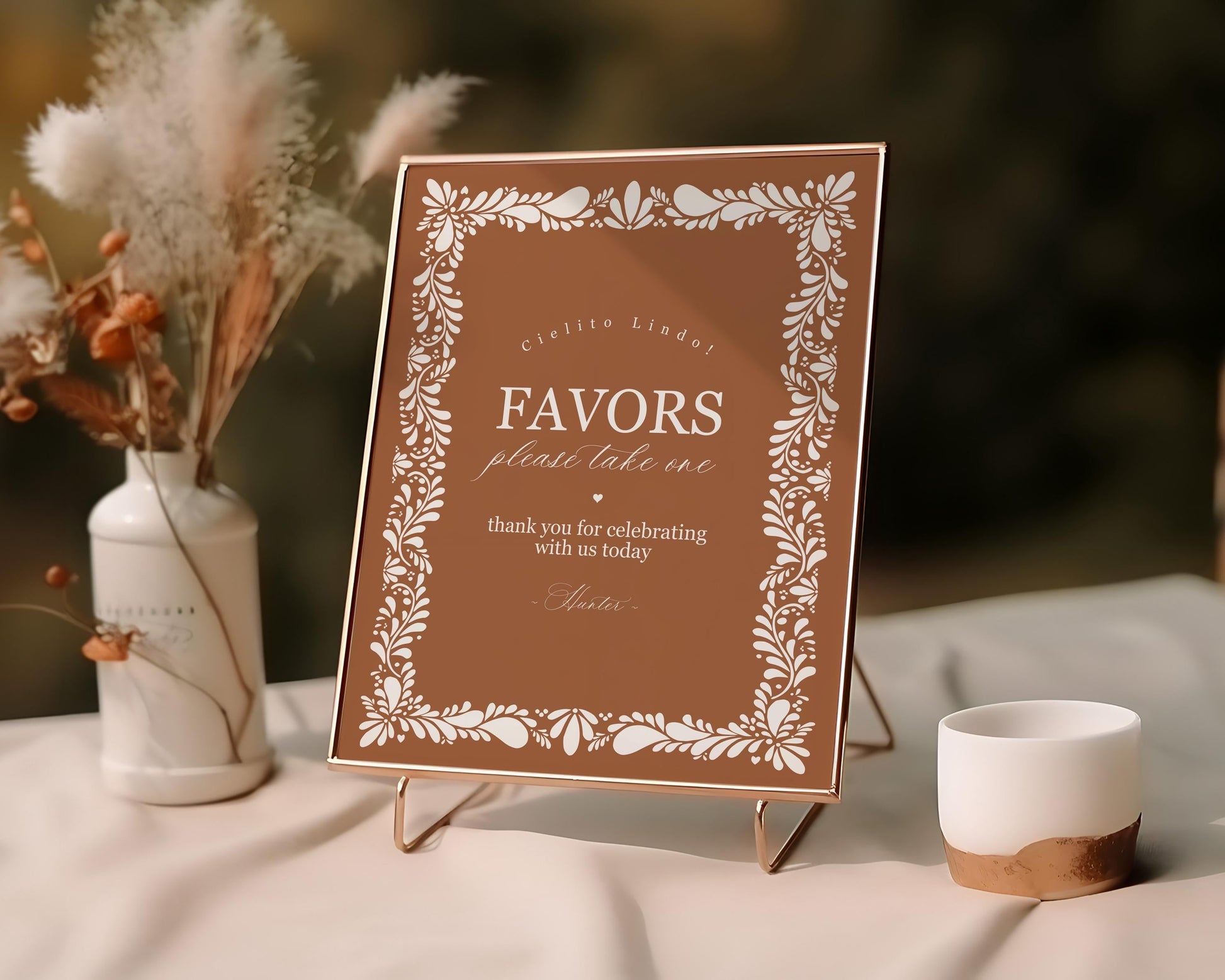 Clay Talavera Cards & Gifts and Favors Sign Template, Spanish Tile Wedding, Mexican Baby Shower Fiesta, Terracotta Bridal Shower WP1019