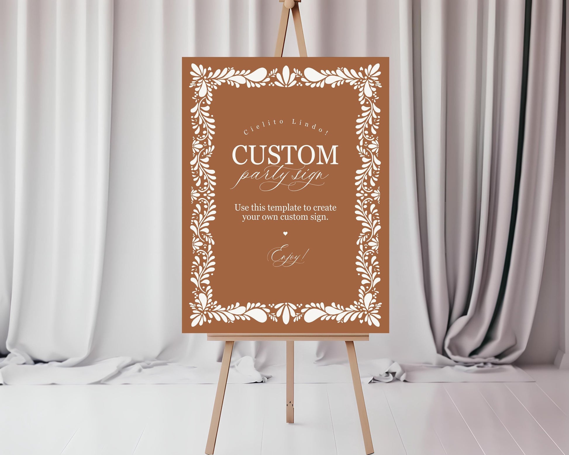 Clay Talavera Custom Sign Printable Template, Orange Spanish Tile Wedding Decor, Mexican Baby Shower Fiesta, Terracotta Bridal Shower WP1019