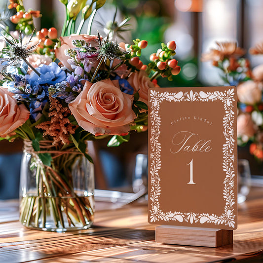 Clay Talavera Table Number Cards Template, Burnt Orange Spanish Tile Wedding, Mexican Baby Shower Fiesta, Terracotta Bridal Shower WP1019