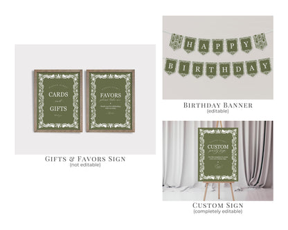 Green Talavera First Birthday Bundle Printable Template, Olive Spanish Tile Mexican First Fiesta, Terracotta 1st Birthday Party Decor WP1021