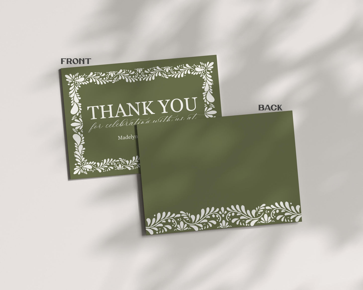 Green Talavera Thank You Card Template, Olive Spanish Tile Wedding Decor, Mexican Baby Shower Fiesta, Terracotta Bridal Shower WP1021