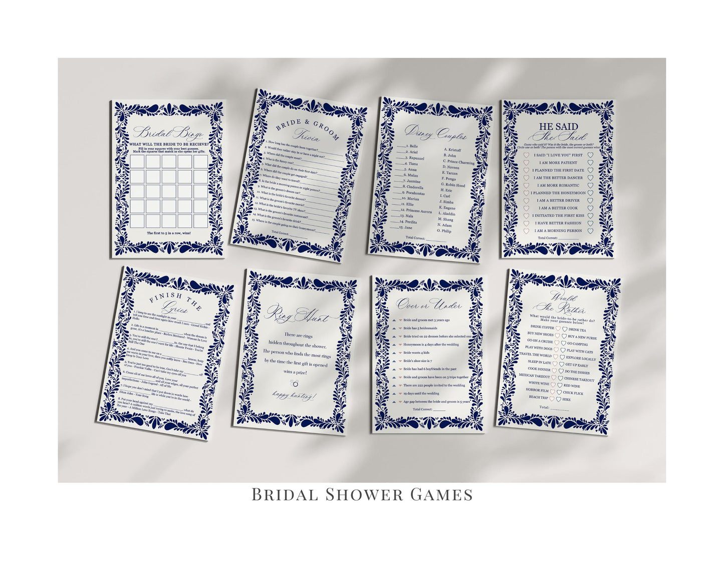 Blue Talavera Bridal Shower Printable Template Bundle, Spanish Tile Mexican Couples Shower Fiesta, Papel Picado Bridal Brunch WP1018