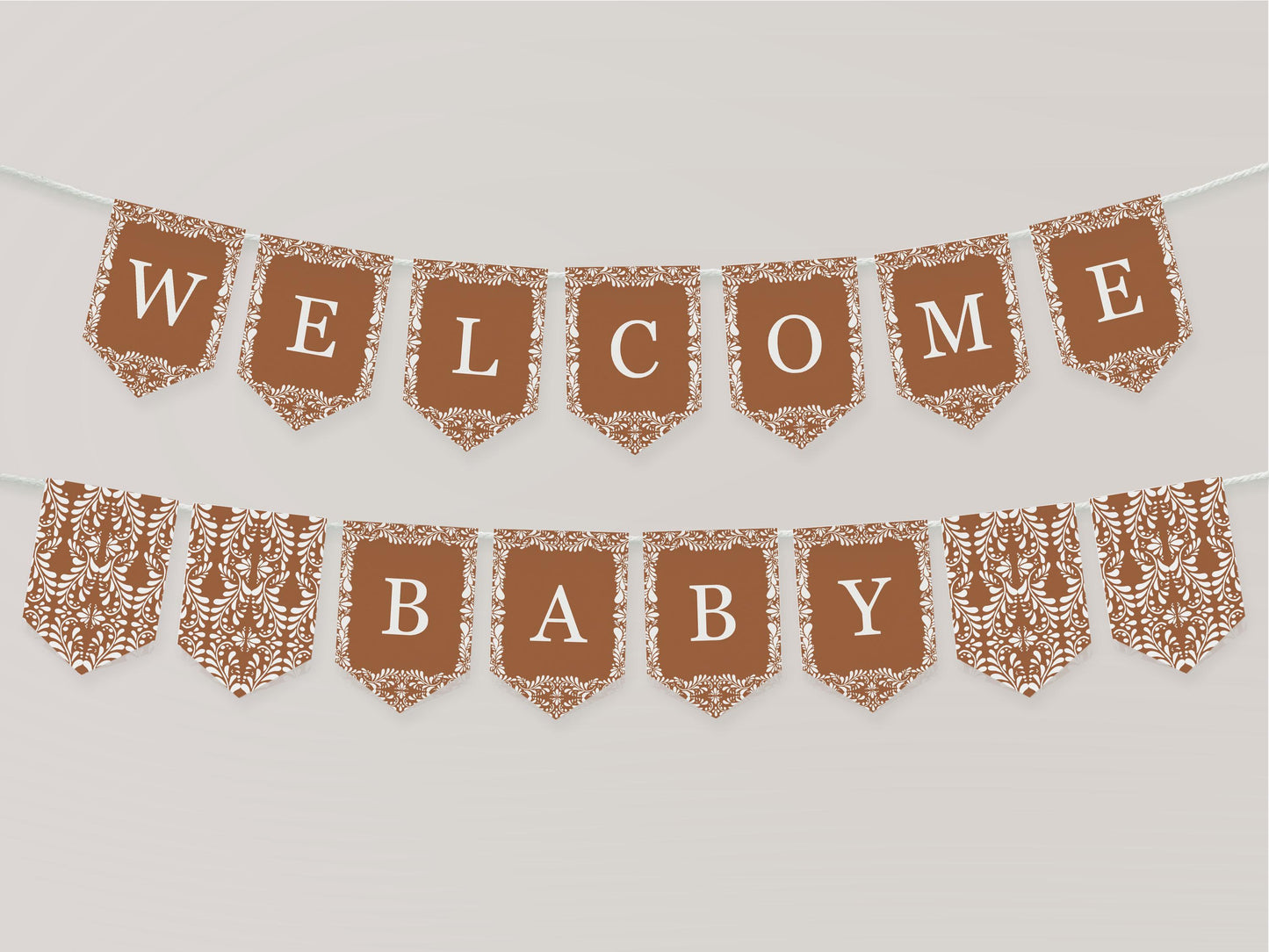 Clay Talavera Baby Shower Banner Printable Template, Spanish Tile Mexican Baby Shower Fiesta, Terracotta Baby Sprinkle Cielito Lindo WP1019