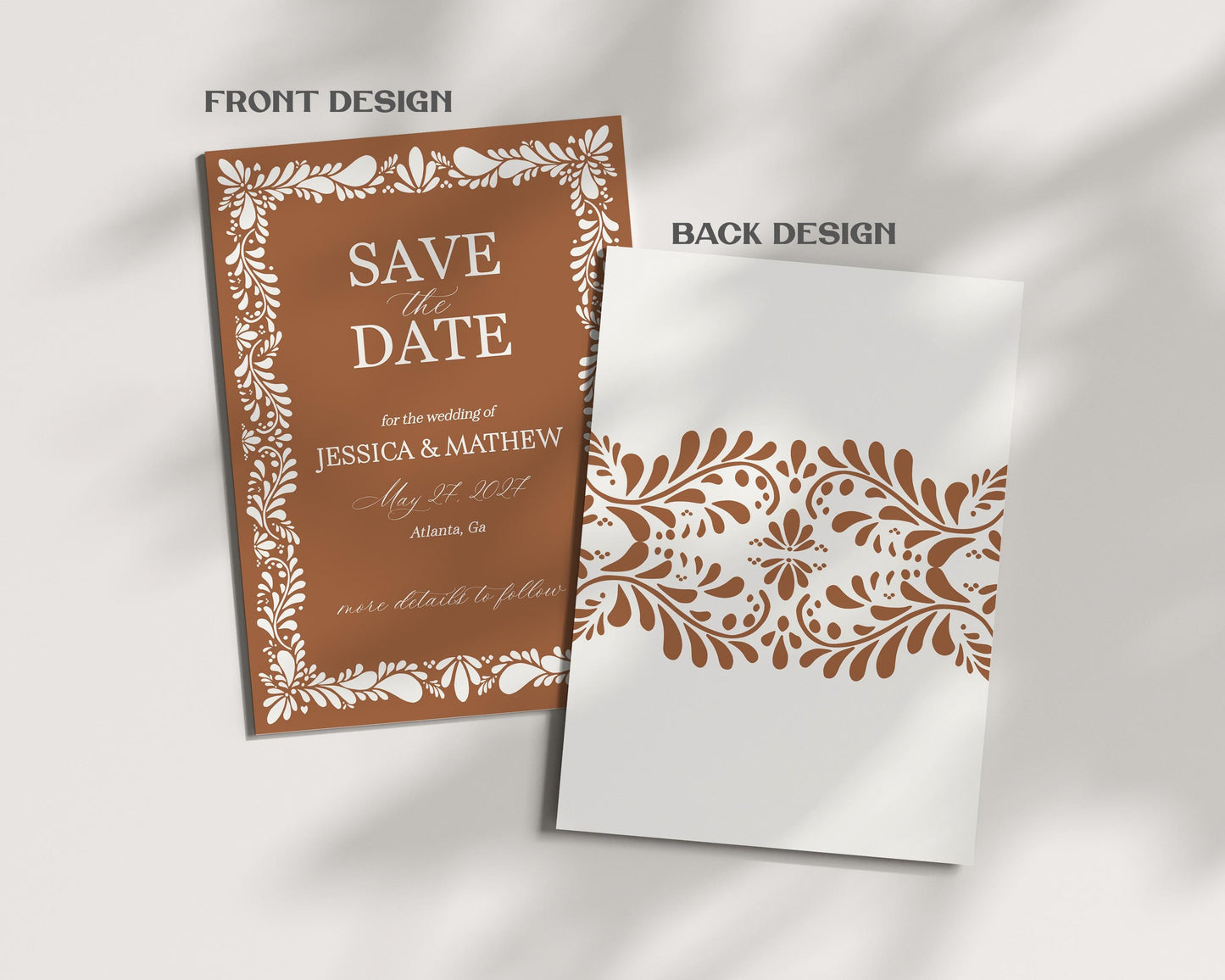 Clay Talavera Save the Date Printable Template, Burnt Orange Spanish Tile Wedding Save the Date, Mexican Fiesta Terracotta Wedding WP1019