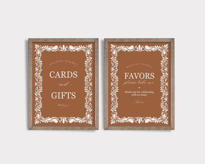 Clay Talavera Cards & Gifts and Favors Sign Template, Spanish Tile Wedding, Mexican Baby Shower Fiesta, Terracotta Bridal Shower WP1019