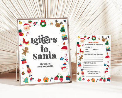 Oh What Fun Letters to Santa Set Printable Template, Dear Santa Holiday Wishlist, Gender Neutral Winter 1st Birthday Santa Letter Station