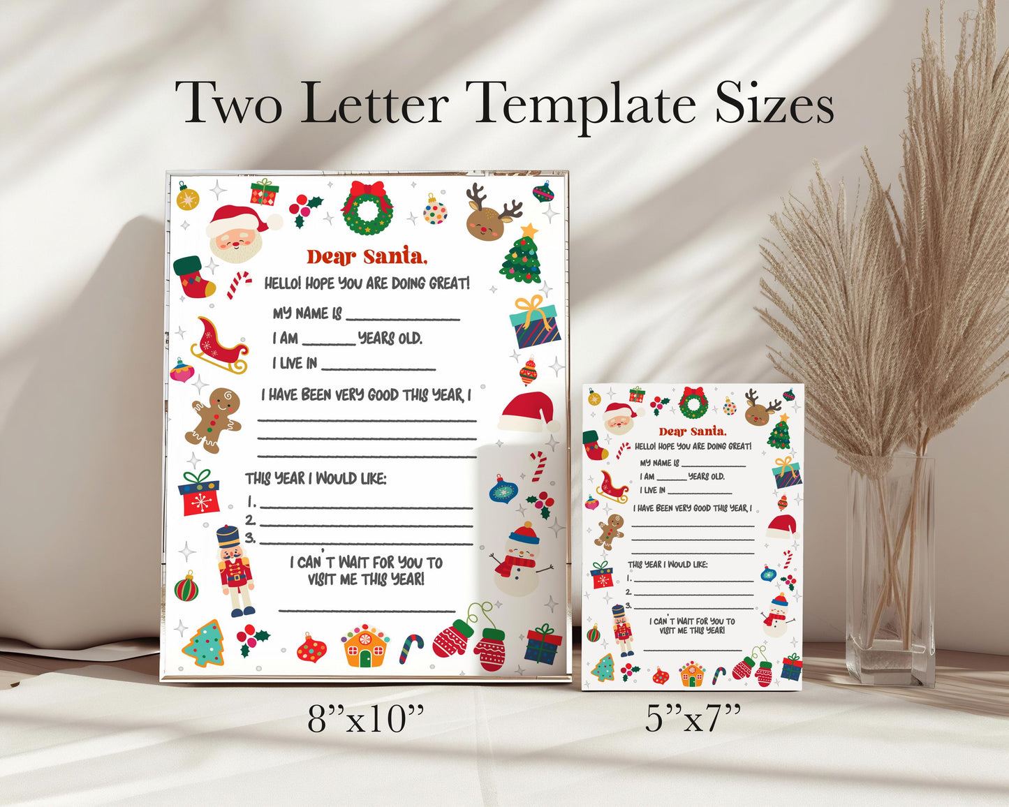 Oh What Fun Letters to Santa Set Printable Template, Dear Santa Holiday Wishlist, Gender Neutral Winter 1st Birthday Santa Letter Station