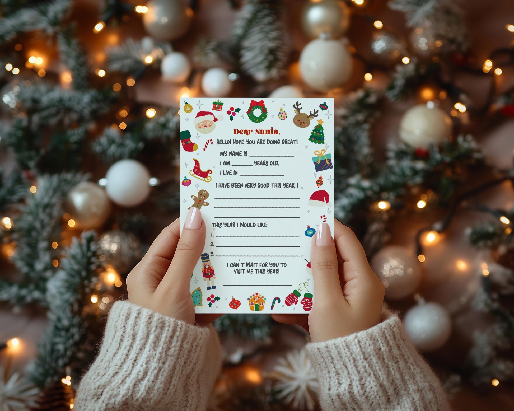 Oh What Fun Letters to Santa Set Printable Template, Dear Santa Holiday Wishlist, Gender Neutral Winter 1st Birthday Santa Letter Station