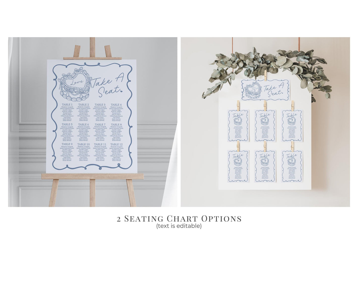 Blue Retro Heart Coquette Cake First Birthday Bundle Printable Template, Vintage Blue Bow Cake, Sweet February Birthday Party Decor WP1034