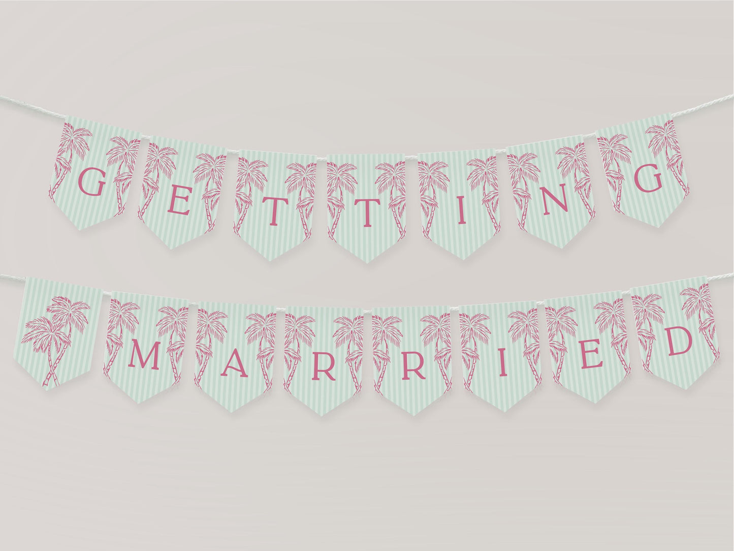 Green Palm Springs Bridal Shower Banner Template, Vintage Palm Tree Beach Cabana Bridal Brunch, Retro Bachelorette Pastel Pool Party WP1047