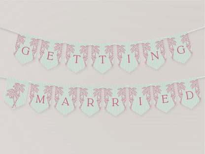 Green Palm Springs Bridal Shower Banner Template, Vintage Palm Tree Beach Cabana Bridal Brunch, Retro Bachelorette Pastel Pool Party WP1047