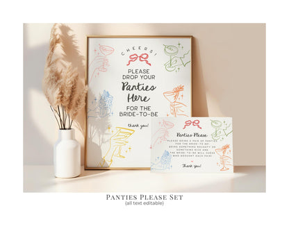 Cheers Colorful Cocktail Party Bachelorette Bundle Template, Retro Cocktail Bach Weekend, Hand Drawn Cocktail Hour Hen Party WP1054