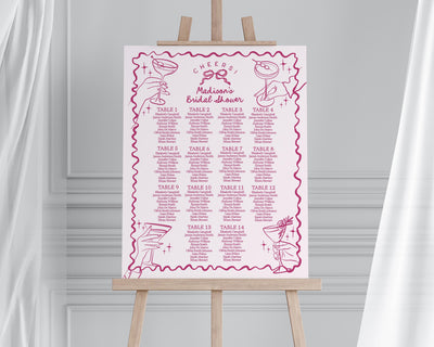 Cheers Pink Cocktail Party Seating Chart Template