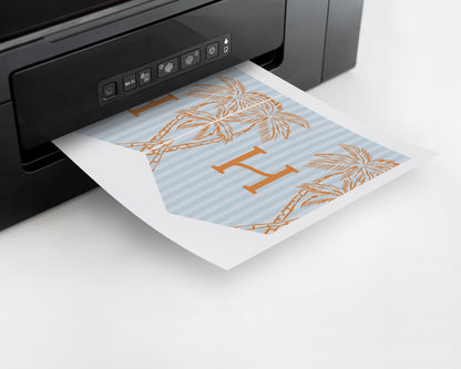 Blue Palm Springs Birthday Banner Template, Vintage Palm Tree Beach Cabana Birthday Pool Party, Retro Tropical Pastel Party Decor WP1048