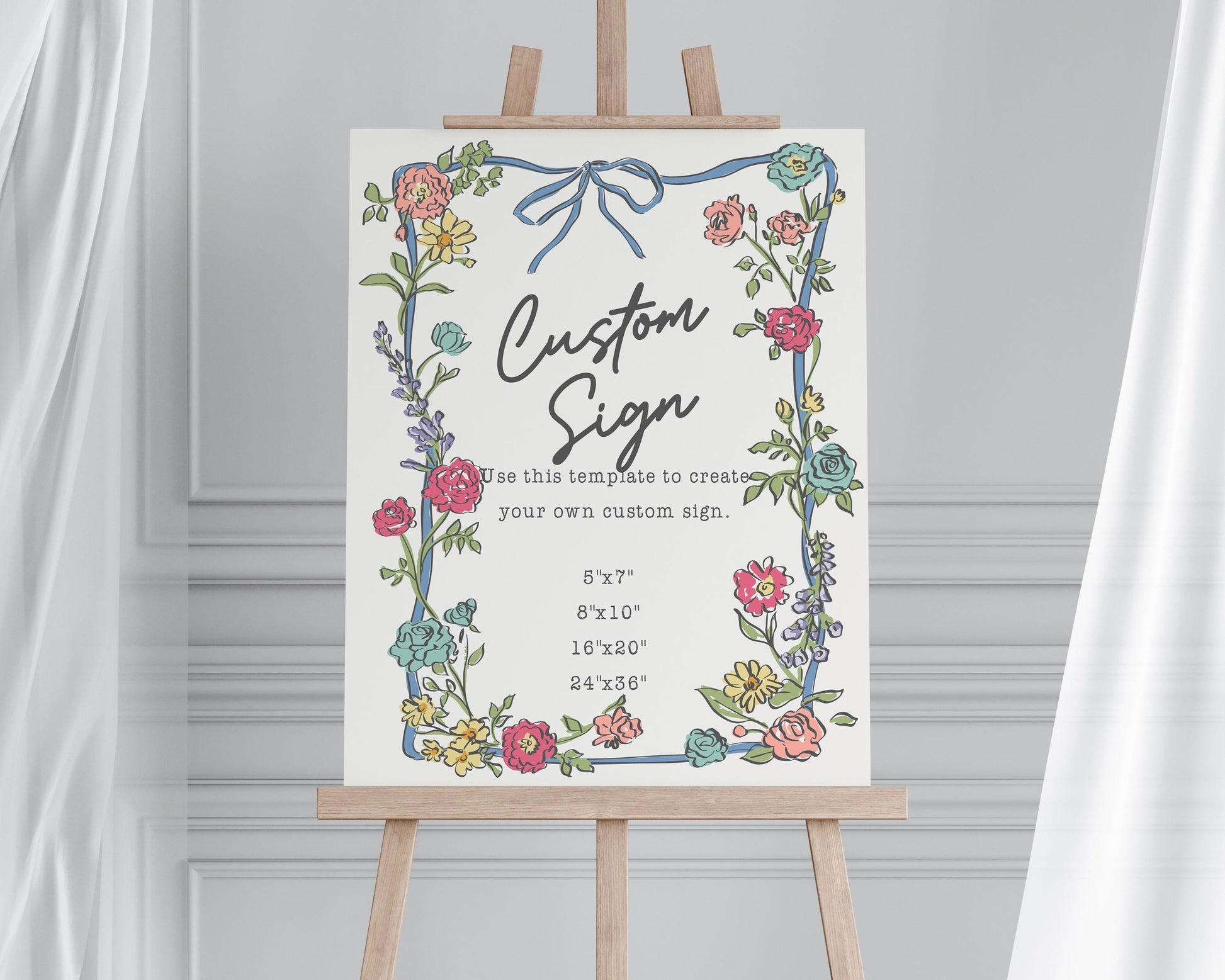Summer Garden Party Custom Sign, Bright Floral Baby Shower for Girl, Wildflower Bridal Shower for Summer Bouquet Wedding Decor WP1058