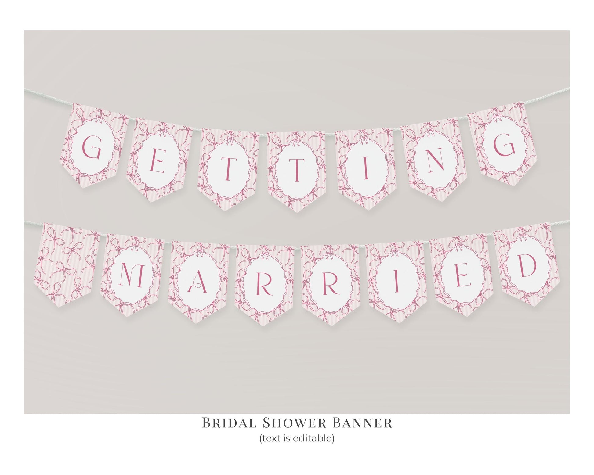 Pink Coquette Bow Bridal Shower Bundle Template, Pastel Pink Grandmillennial Theme Bridal Brunch with Whimsical Tying The Knot Bows WP1060