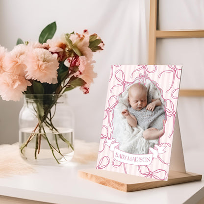 Pink Coquette Bow 1st Birthday Milestone Banner Template, Pastel Pink Grandmillennial Theme 1st Birthday Party Whimsical Bow WP1060