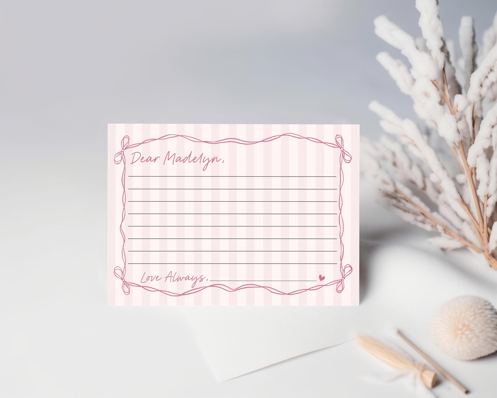 Pink Coquette Bow Time Capsule Template, Pastel Pink Grandmillennial Theme 1st Birthday Party with Whimsical Hand Drawn Bows WP1060