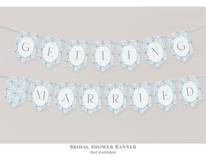 Blue Coquette Bow Bridal Shower Bundle Template, Pastel Something Blue Before I Do Bridal Brunch with Whimsical Tying The Knot Bows WP1061