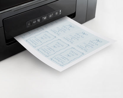 Blue Coquette Bow Birthday Party Favor Tags Template, Pastel Blue Grandmillennial Theme 1st Birthday Party, Whimsical Hand Drawn Bows WP1061