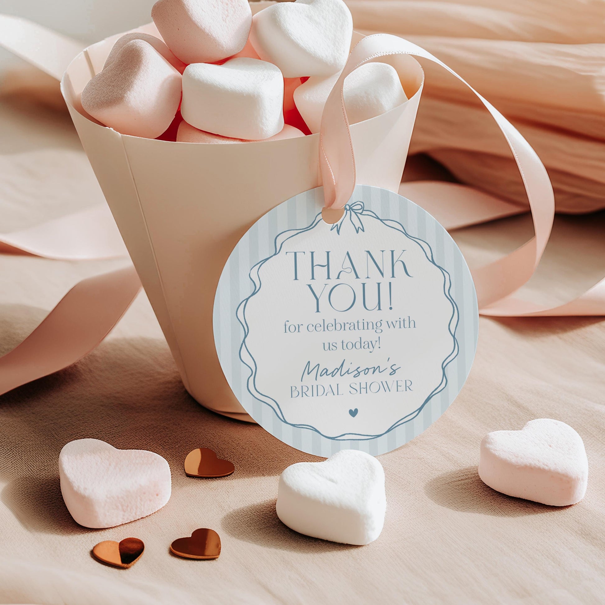 Blue Coquette Bow Bridal Shower Favor Tags Template, Pastel Something Blue Before I Do Bridal Brunch Whimsical Tying The Knot Bows WP1061