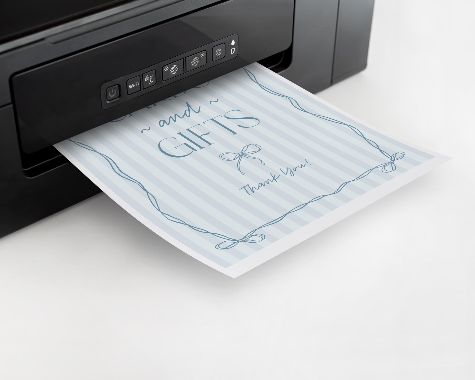 Blue Coquette Bow Cards & Gifts Favors Sign Template, Pastel Blue Baby Shower Something Blue Before I Do Tying the Knot Bridal Shower WP1061