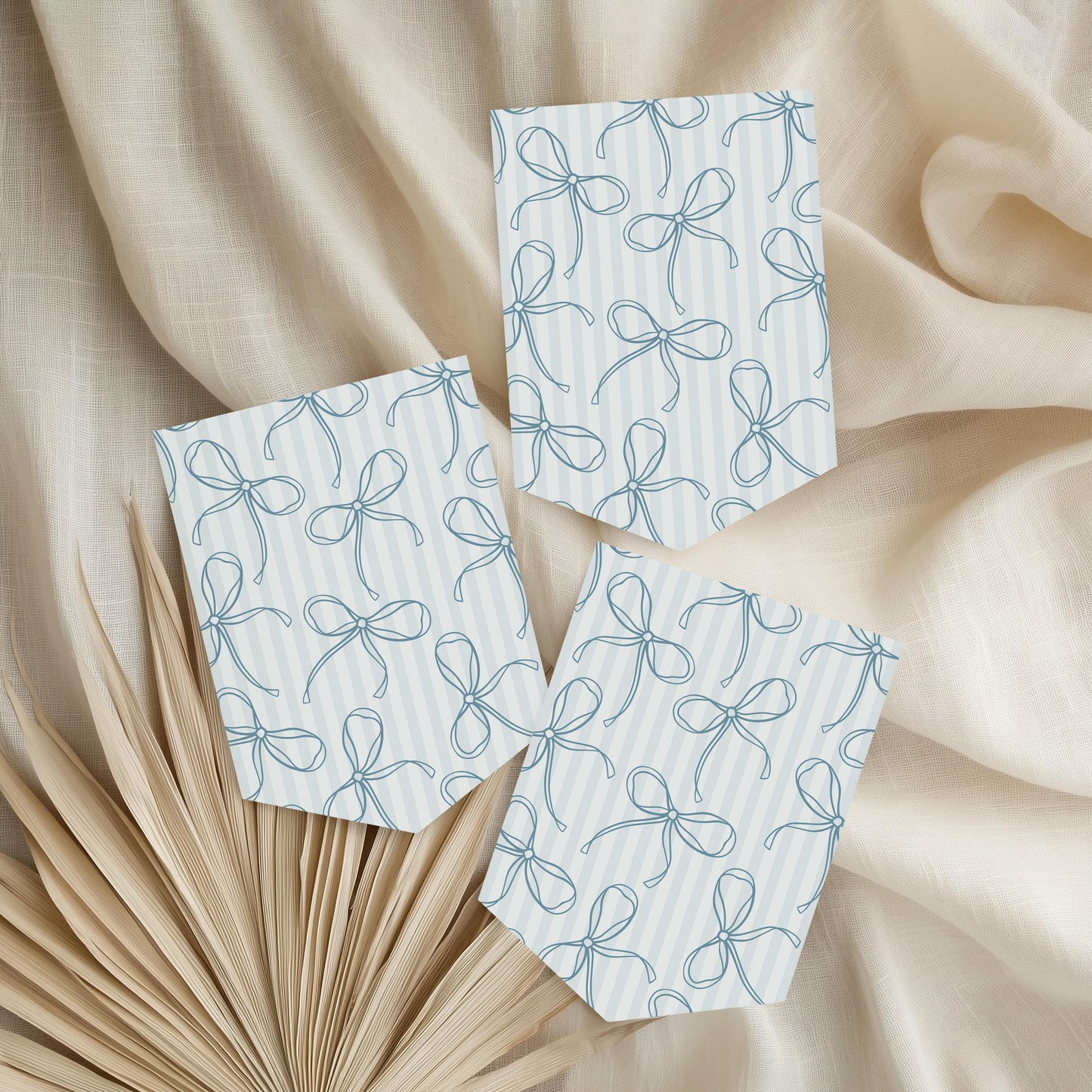 Blue Coquette Bow Baby Shower Banner Template, Pastel Blue Grandmillennial Theme Baby Sprinkle with Whimsical Hand Drawn Bows WP1061