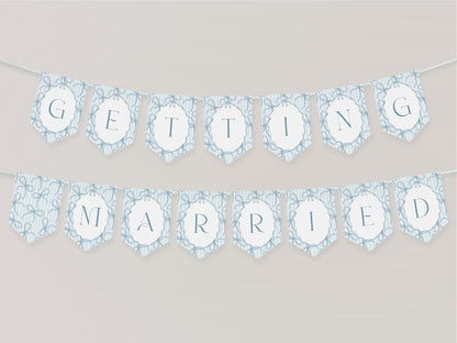 Blue Coquette Bow Bridal Shower Banner Template, Pastel Something Blue Before I Do Bridal Brunch with Whimsical Tying The Knot Bows WP1061