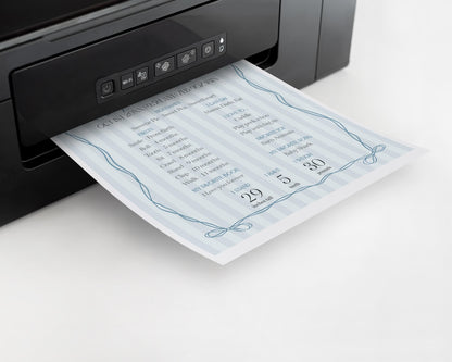 Blue Coquette Bow First Year Milestone Sign Template, Pastel Blue Grandmillennial Theme 1st Birthday Party Whimsical Hand Drawn Bows WP1061