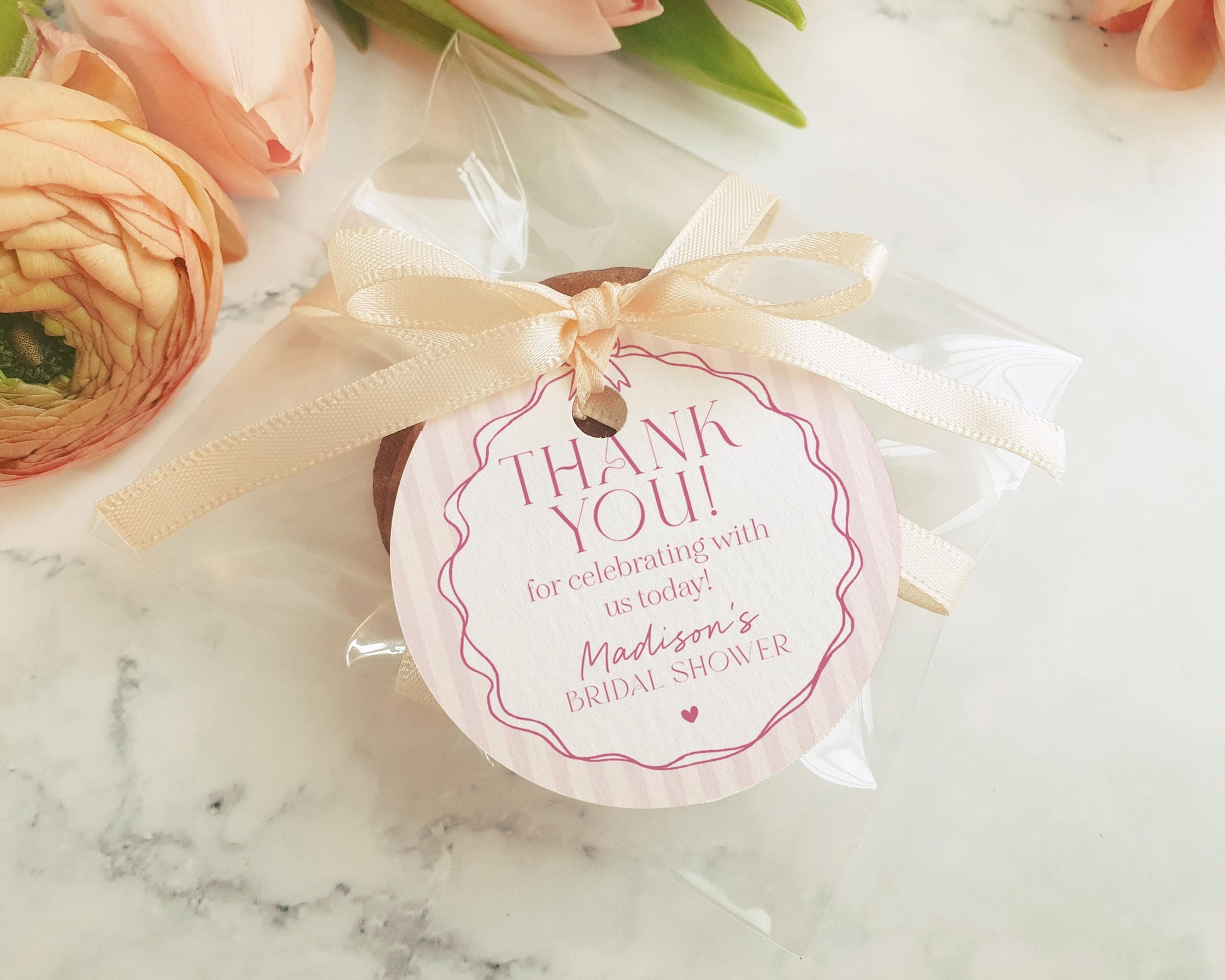 Pink Coquette Bow Bridal Shower Favor Tags Template, Pastel Pink Grandmillennial Theme Bridal Brunch, Whimsical Tying The Knot Bows WP1060