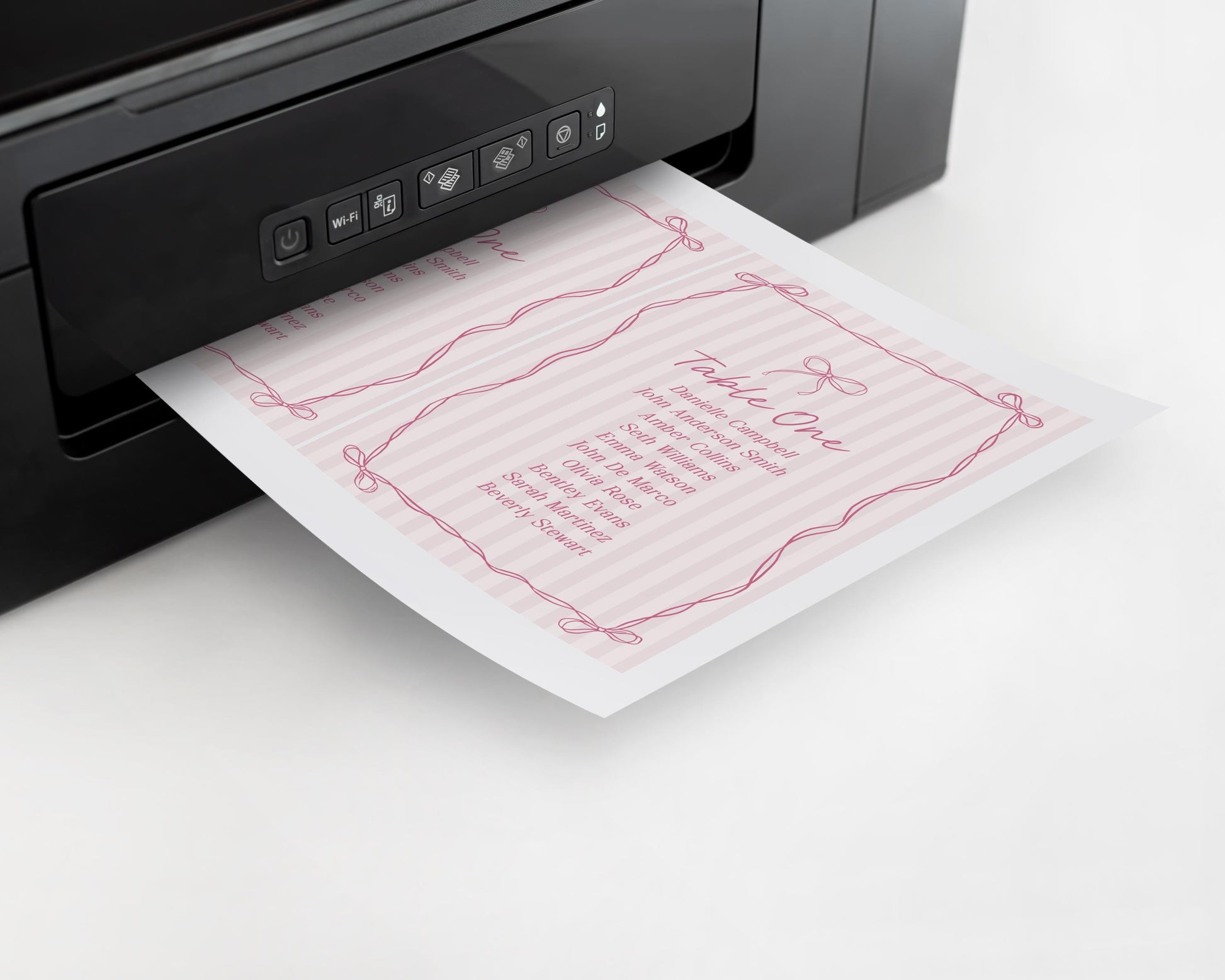 Pink Coquette Bow Seating Chart Cards Template, Pastel Pink Baby Shower Theme, Tying the Knot Bridal Shower, Whimsical Birthday Party WP1060