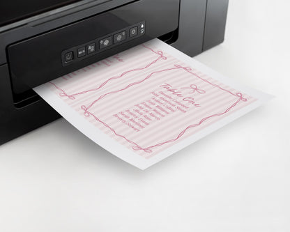 Pink Coquette Bow Seating Chart Template, Pastel Pink Baby Shower Theme, Tying the Knot Bridal Shower, Whimsical Birthday Party WP1060