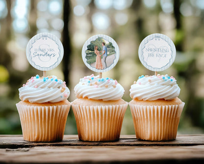 Blue Coquette Bow Bridal Shower Cupcake Toppers Template, Pastel Something Blue Before I Do Bridal Brunch, Tying The Knot Bows WP1061