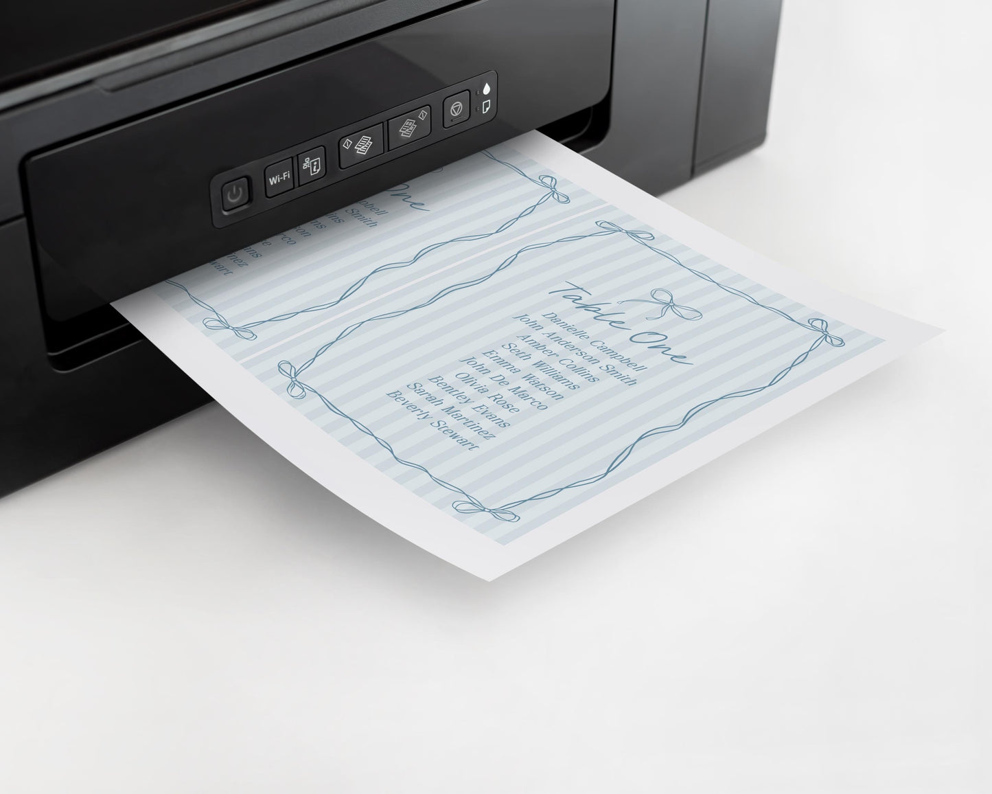 Blue Coquette Bow Seating Chart Template, Pastel Blue Baby Shower Theme, Something Blue Before I Do Tying the Knot Bridal Shower WP1061