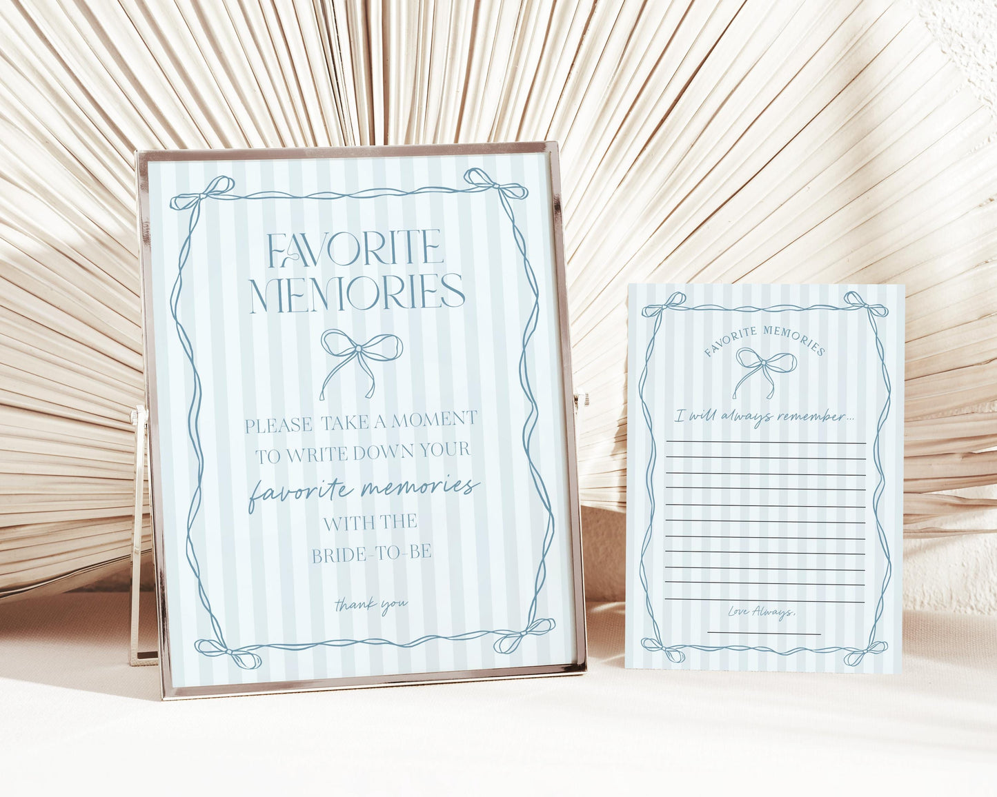 Blue Coquette Bow Favorite Memories Bride Template, Pastel Something Blue Before I Do Bridal Brunch with Whimsical Tying The Knot Bow WP1061