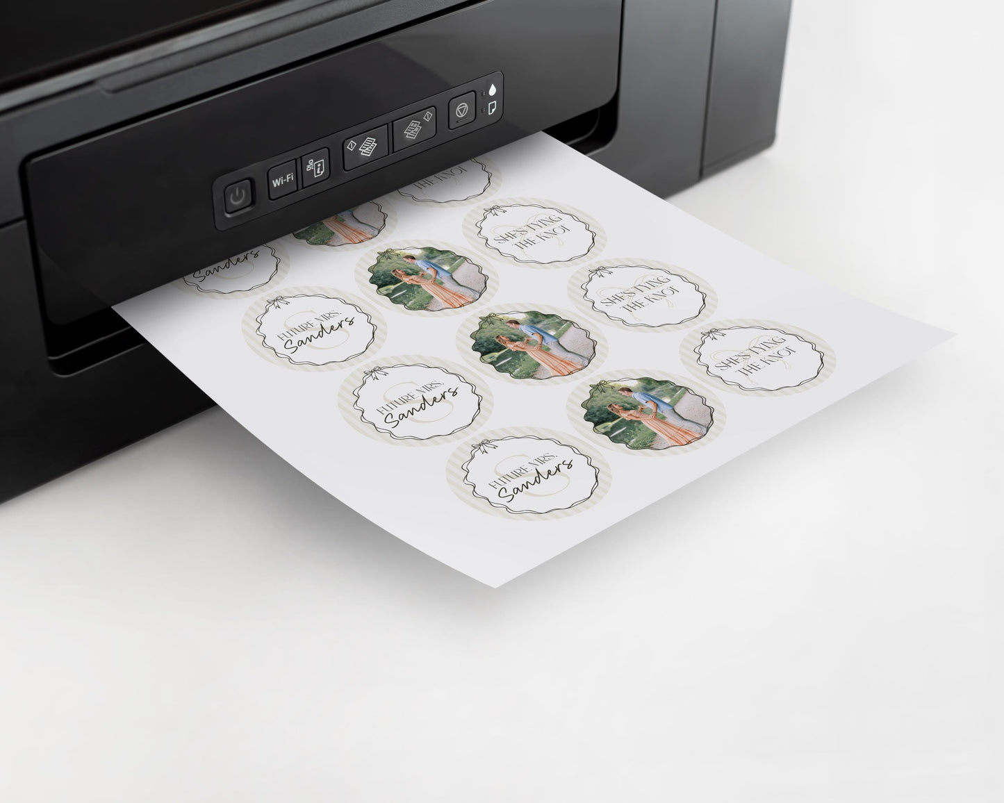 Black Coquette Bow Bridal Shower Cupcake Topper Template, Beige Striped Doodle Bow Bridal Brunch with the Bride Tying the Knot Shower WP1062