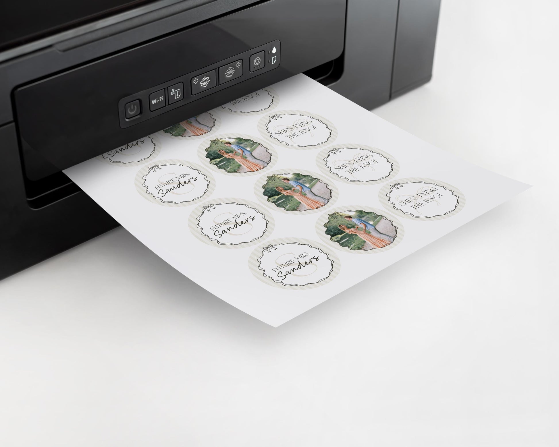 Black Coquette Bow Bridal Shower Cupcake Topper Template, Beige Striped Doodle Bow Bridal Brunch with the Bride Tying the Knot Shower WP1062