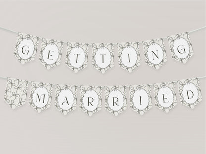 Black Coquette Bow Bridal Shower Banner Template, Beige Striped Doodle Bow Bridal Brunch with the Bride, Shes Tying the Knot Shower WP1062